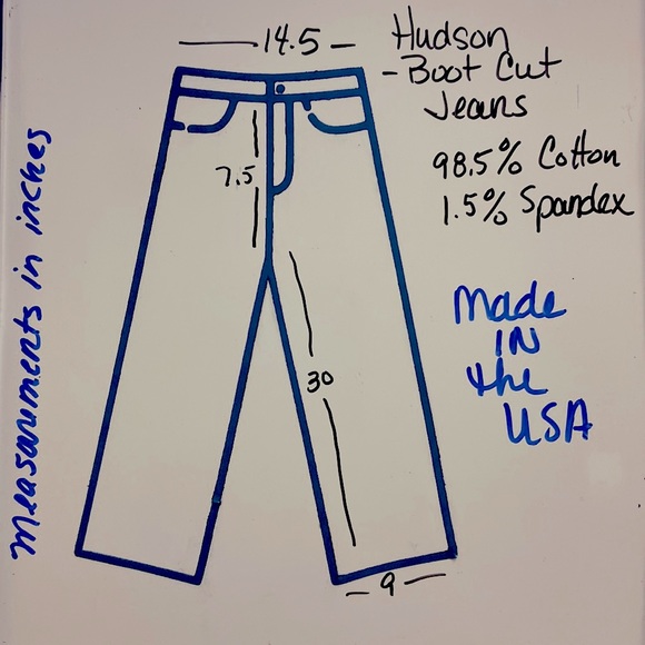 Hudson Premium Low Rise Bootcut Jeans. Size 25. 30 in inseam & Made in the USA. - Picture 9 of 10